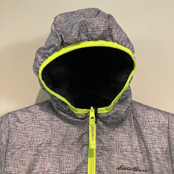 EDDIE BAUER Down Hooded Puffer Coat Boy's Black Green Reversible Size XS 5/6 - Picture 14 of 16